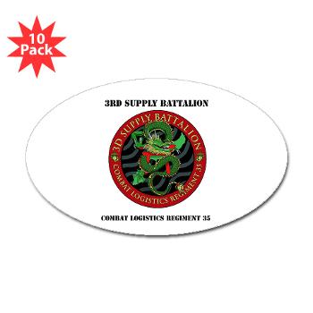 3SB - M01 - 01 - 3rd Supply Battalion with Text - Sticker (Oval 10 pk)